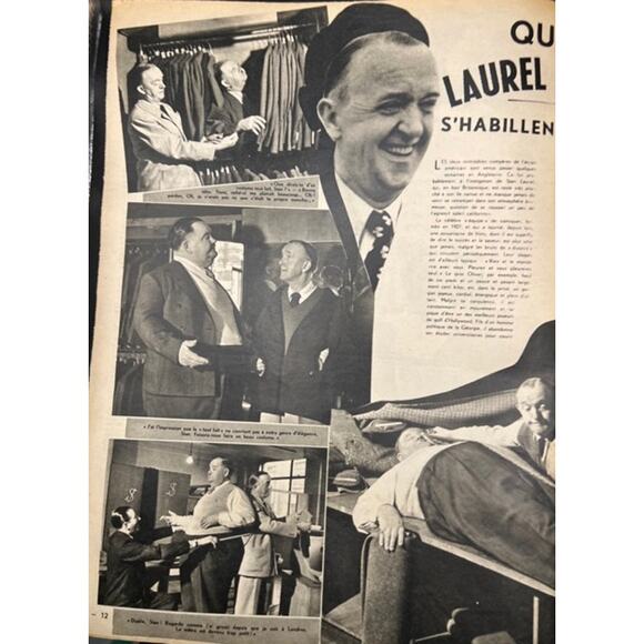 RARE 1947 French Le Soir Illustre Laurel and Hardy Magazine Stan Laurel Oliver - Picture 3 of 7